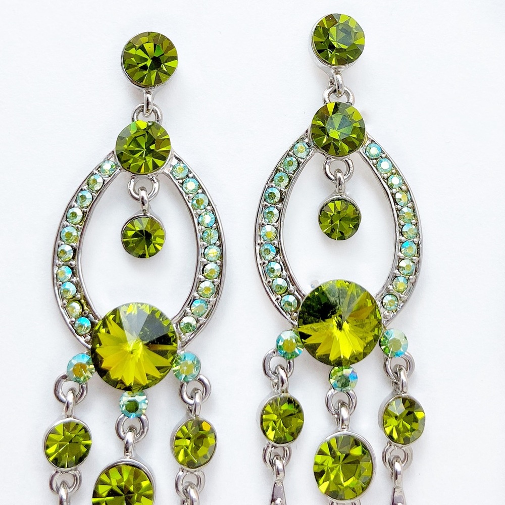 Olivine AB Austrian Crystal Chandelier Earrings e2 - Picture 2 of 4